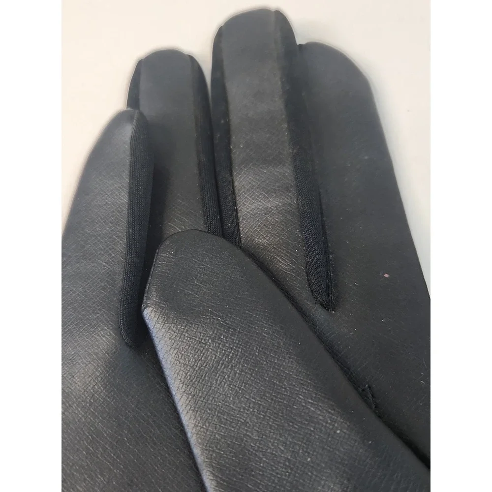 Vtg 1960s Black Vinyl Gloves Floral Embroidered Mod Japan Sz M 7.5-8.5 Pls Read